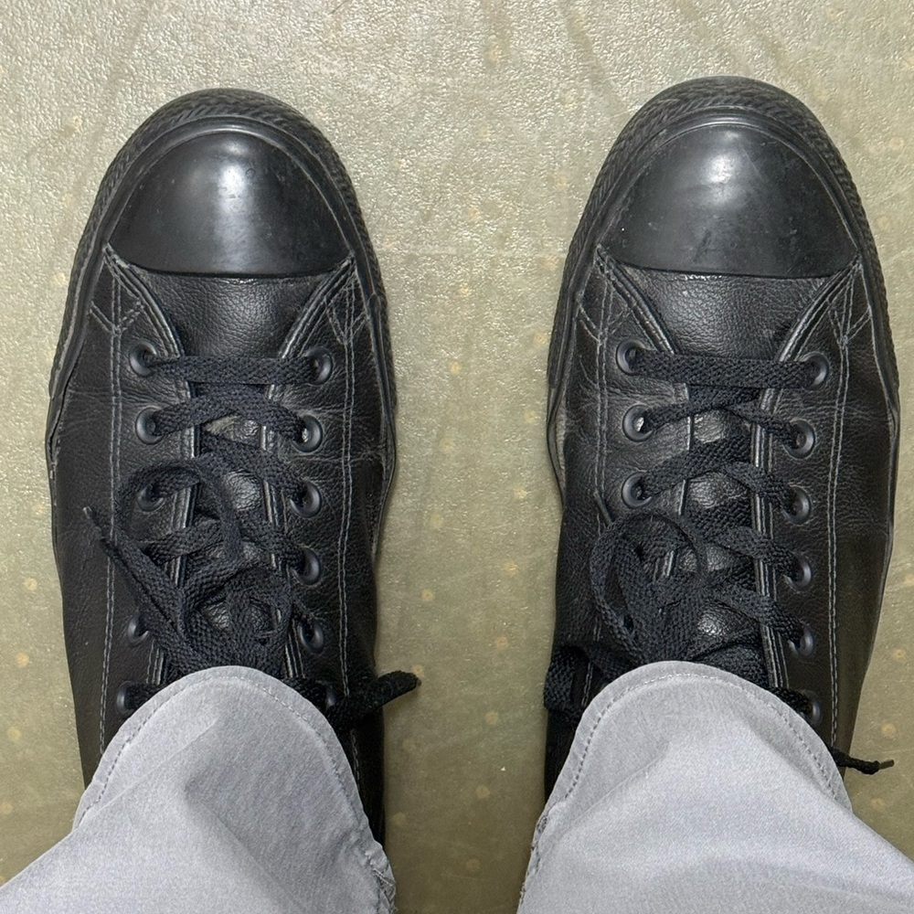RARE Converse All Star Chuck Taylor All Black All Leather Sneakers